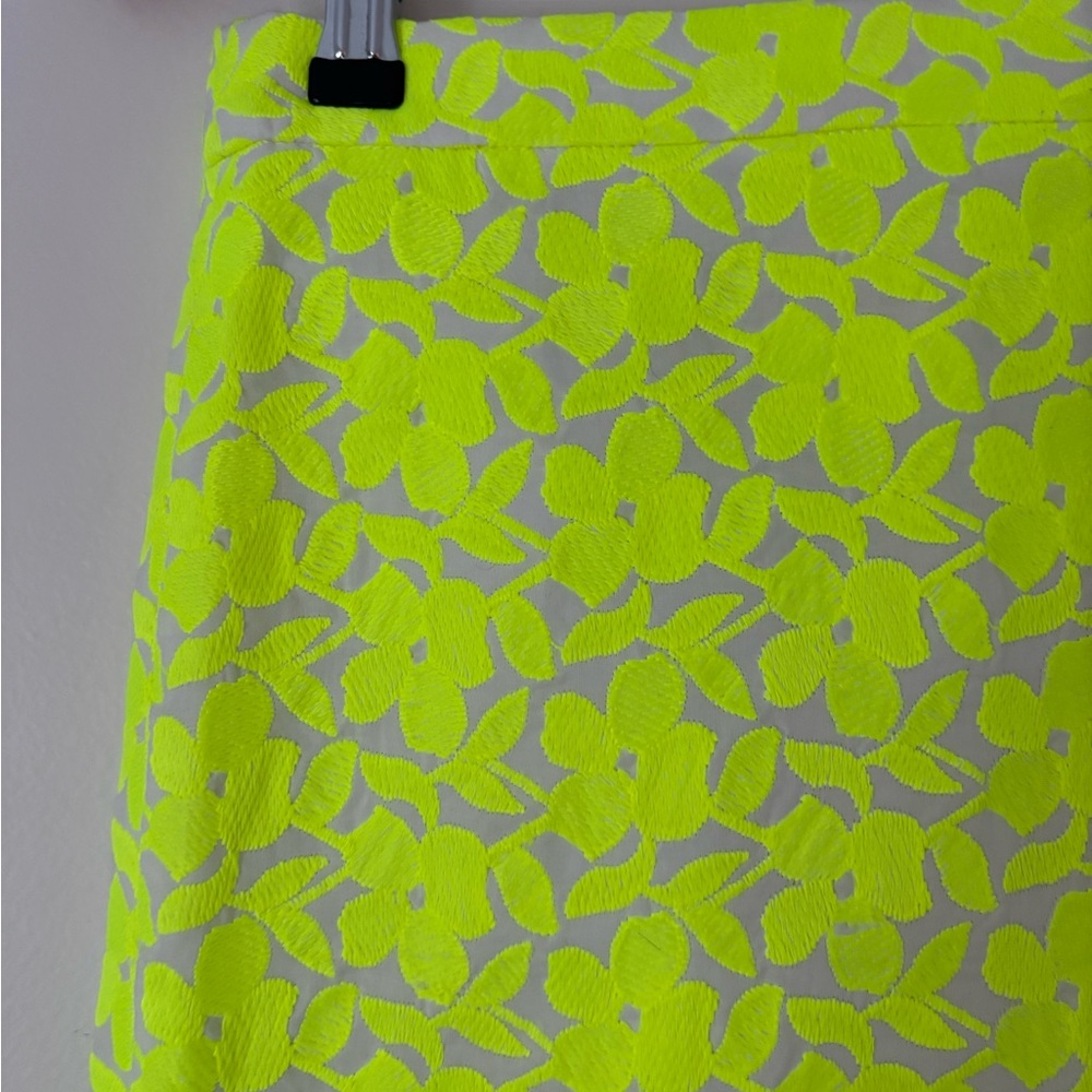 J. Crew Neon Yellow Floral A-Line Skirt - Picture 4 of 9